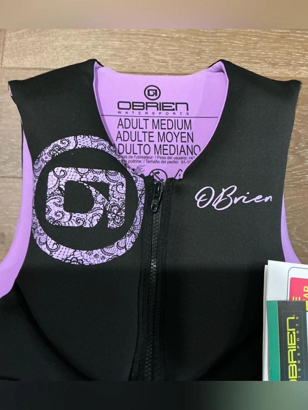 NWT- Adult Black & Lilac O'Brien Neoprrene Life Vest  - Size Medium